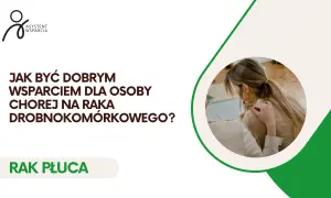 Wsparcie dla psychiki chorego na raka. Dłoń na ramieniu, symbol troski i zrozumienia w walce z rakiem płuca.