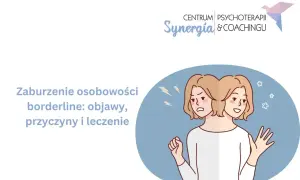 Ilustracja przedstawia osobę z dwoma twarzami, symbolizującą zmienne nastroje i emocje związane z osobowością borderline.