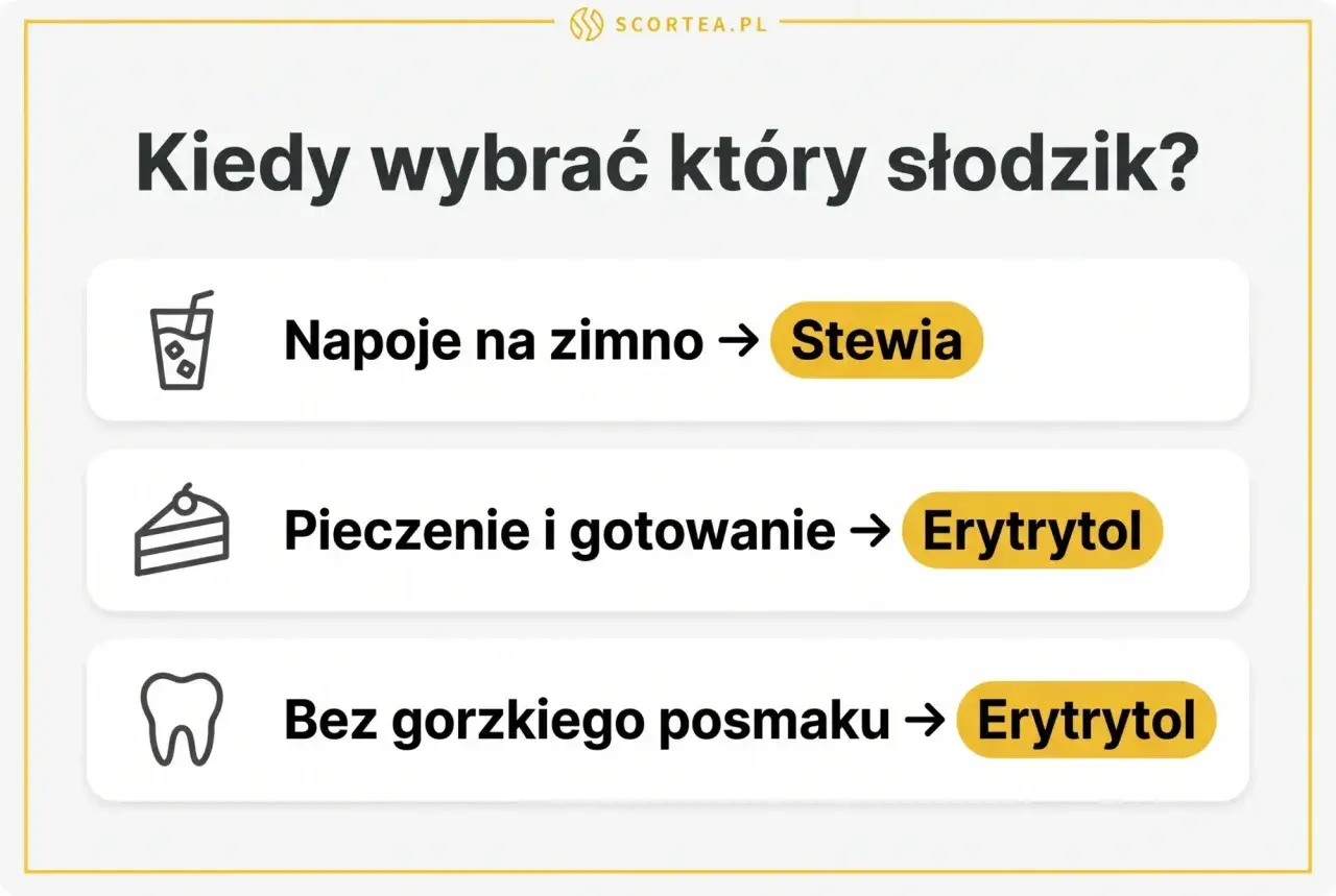 Stewia do napojów na zimno, erytrytol do pieczenia i gotowania bez gorzkiego posmaku. Wybierz mądrze!