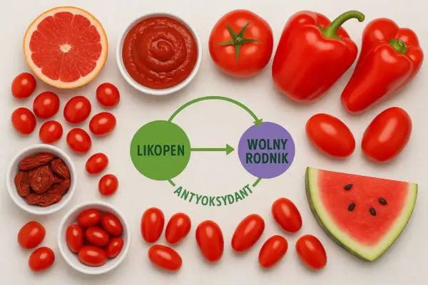 Likopen, czerwony barwnik z pomidorów i papryki, to silny antyoksydant. Pomaga zwalczać wolne rodniki.